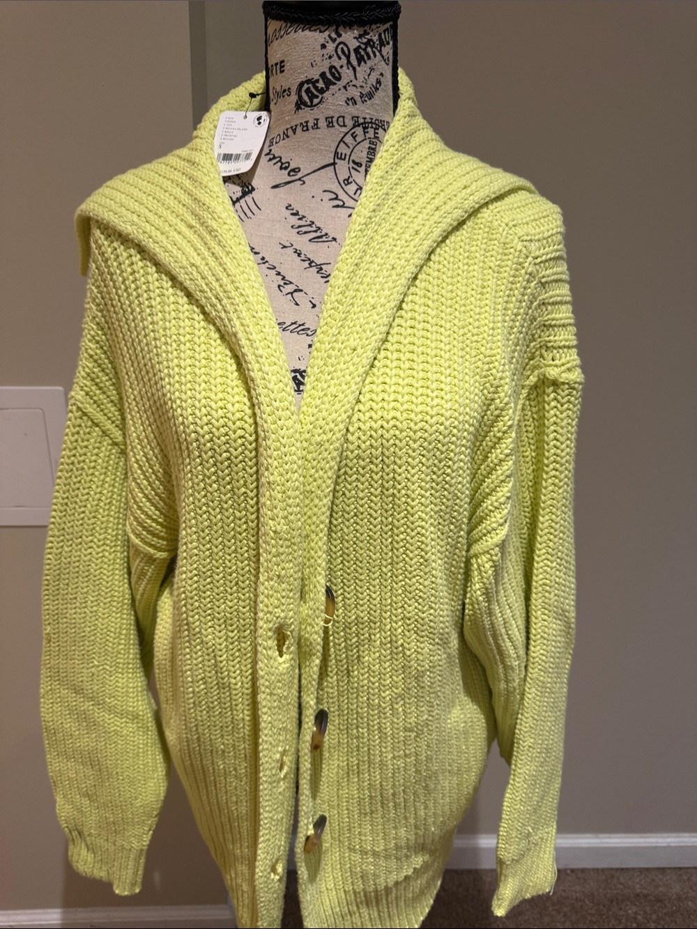 Bright Lemon Knit Button-Up Sweater Cardigan - Women